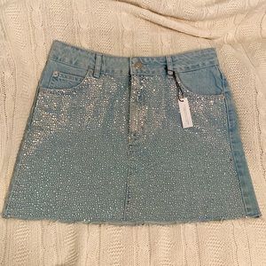 Crystal top shop denim skirt